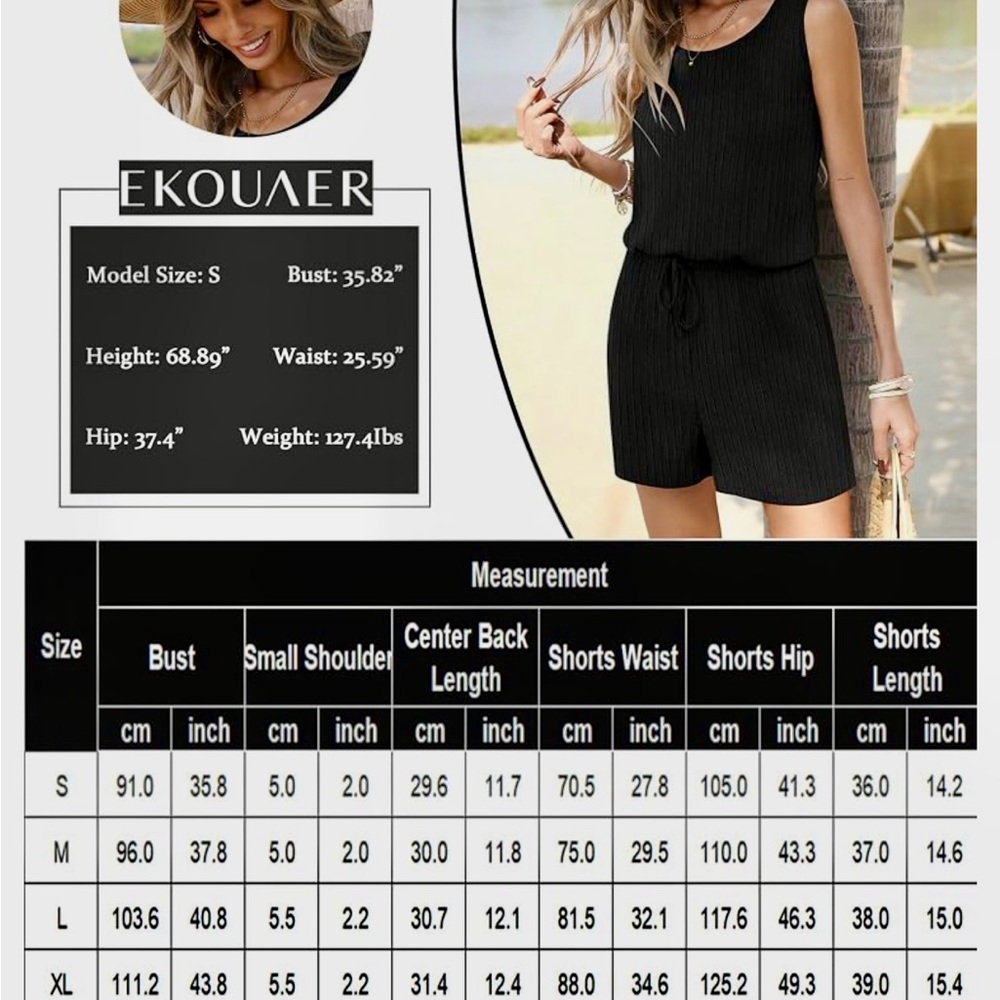 Sleeveless Ribbed Blue Romper - Picture 6 of 6